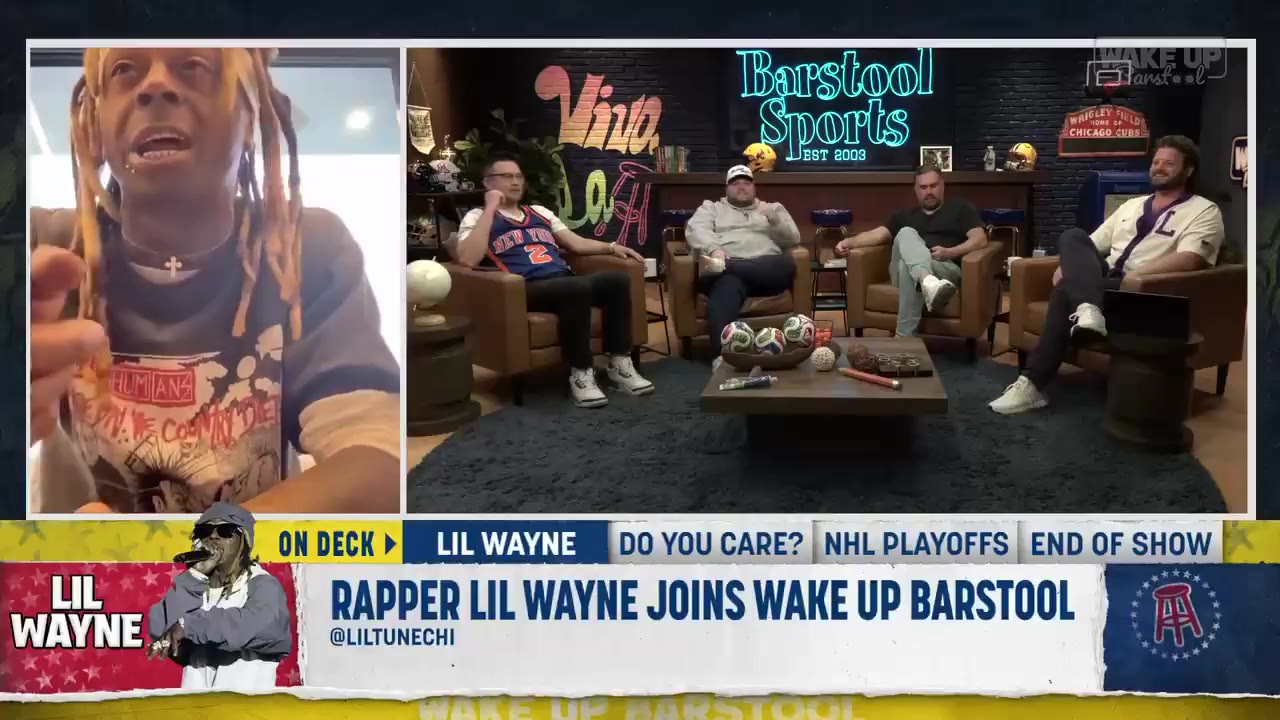 Viva La Stool: “Shoutout my homegirl @KayceSmith from Barstool… Where’s @stoolpresidente at?” -@LilTunechi 

“He’s on Mondays” -@EddieB
