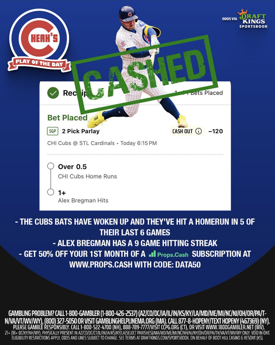🧠Trust The Data🧠: Bregman with a hit in his 1st AB and PCA goes deep into the tarps off group to ✅cash💰 this play

Shoutout to @propsdotc
