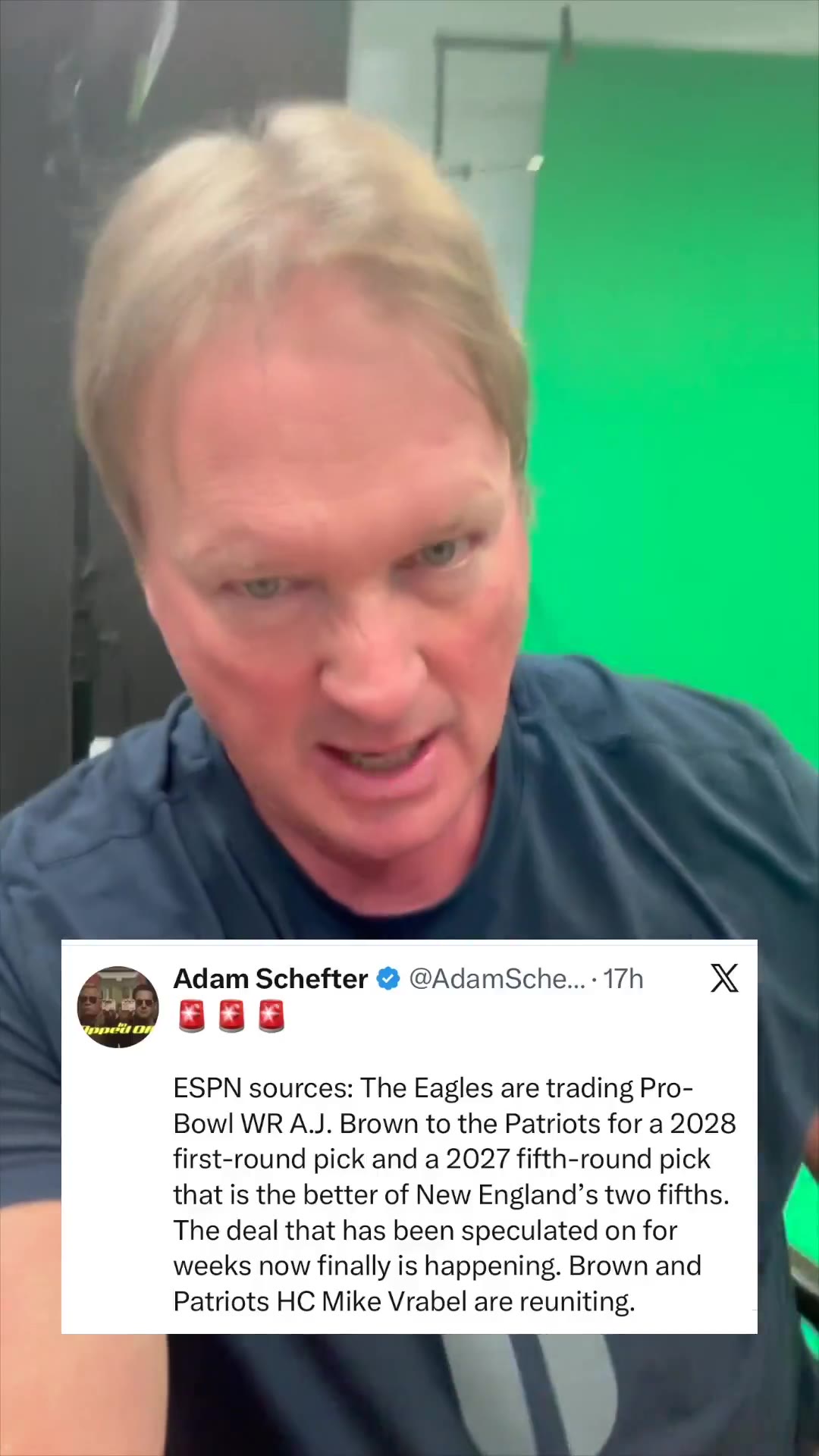 Jon Gruden: The AJ Brown trade is GREAT for both teams.

A great fit for New England. They have the OC and the quarterback for him t