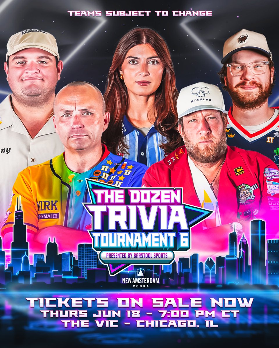 The Dozen Trivia: ⚠️ ON SALE NOW ⚠️

Tickets for The Dozen Trivia Championship LIVE in Chicago on June 18th are on sale now! 4 teams, 3 ma