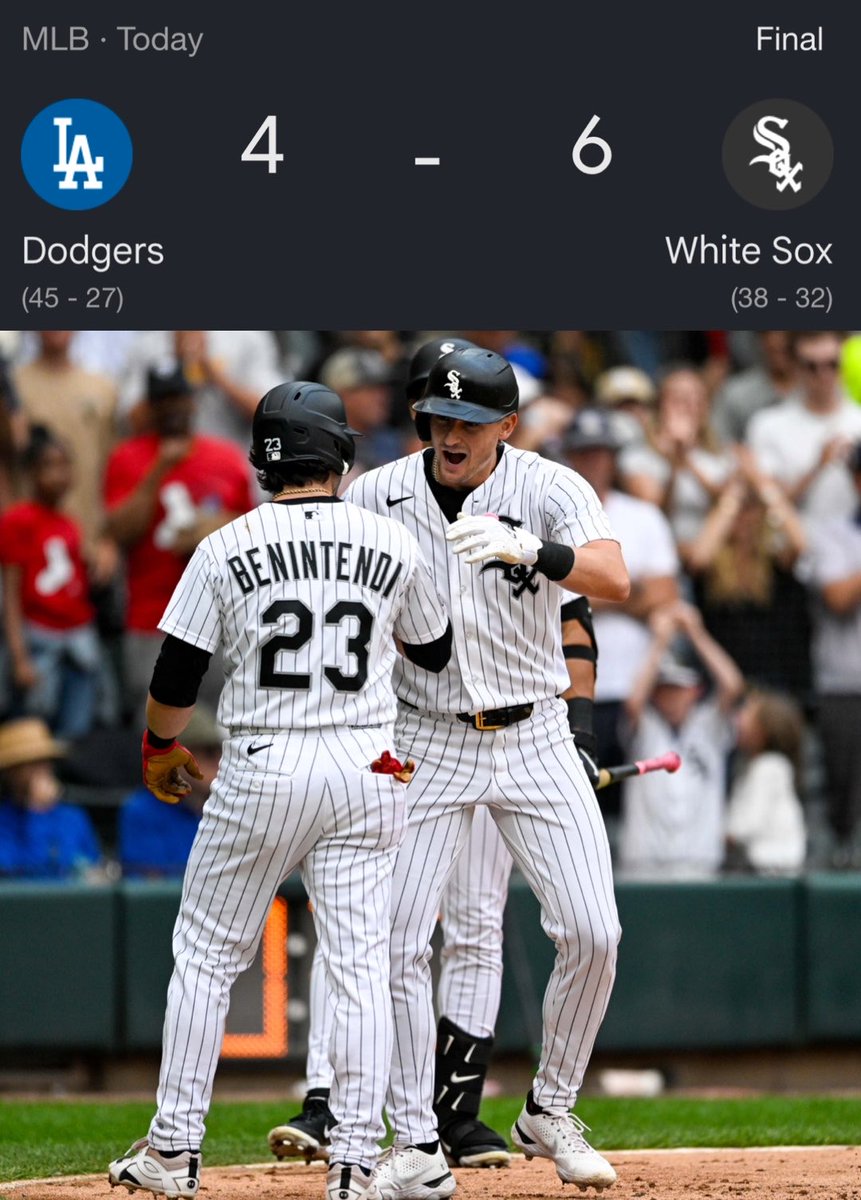 Barstool Chicago: The first-place Chicago White Sox just took a series from the Dodgers. https://t.co/u1oXAylgxg