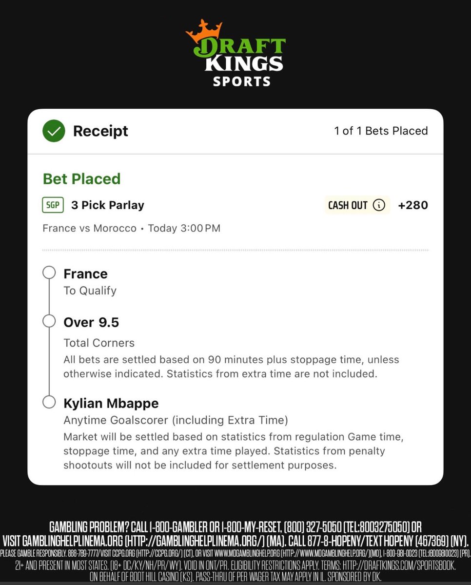 Mintzy: Taking this Viva La France +280 @dksports Parlay! https://t.co/eJezPgqCYc