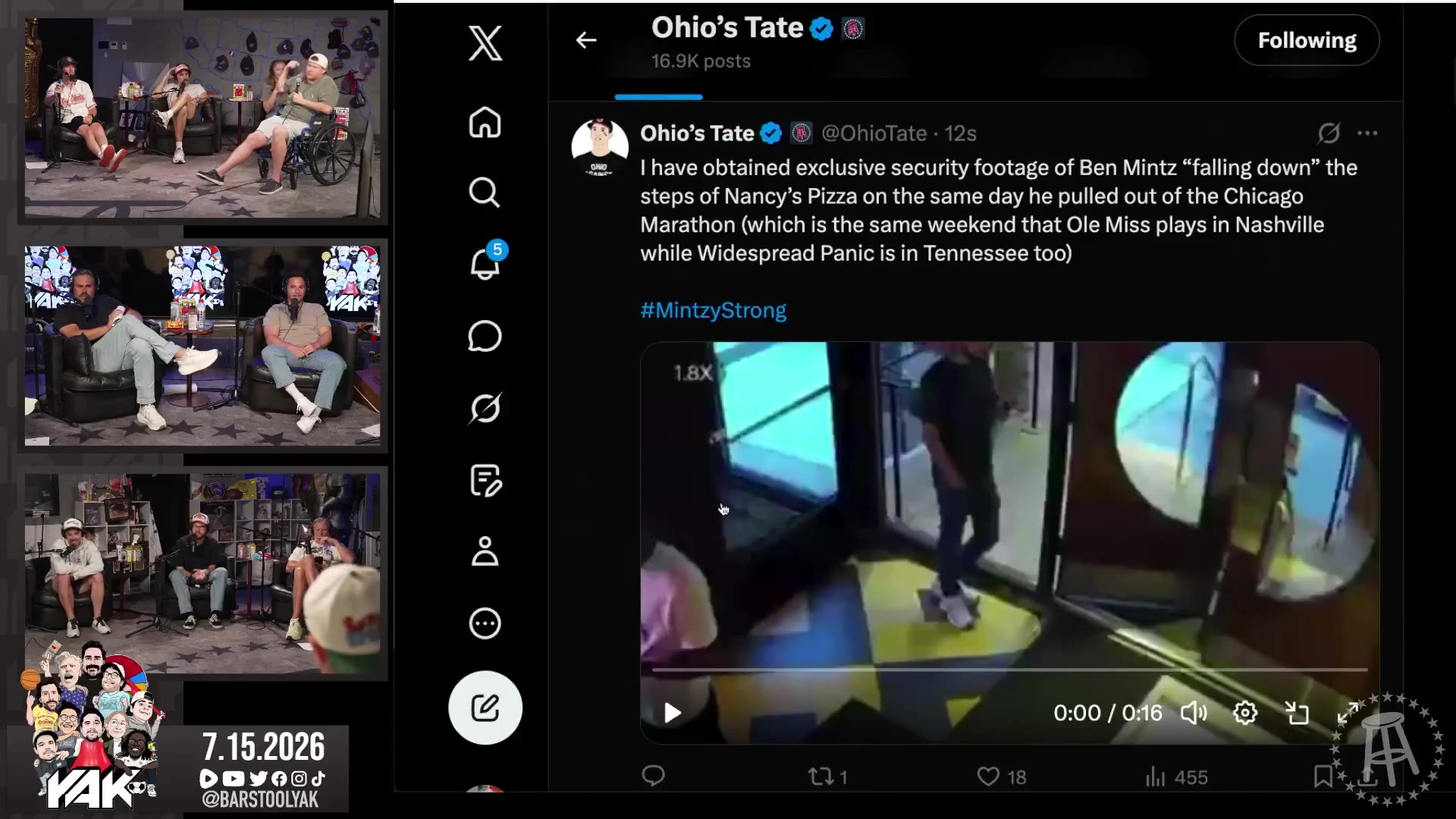 The Yak: The video of Mintzy injuring his ankle is not for the faint of heart #MintzyStrong https://t.co/f3IQlx7Dyk