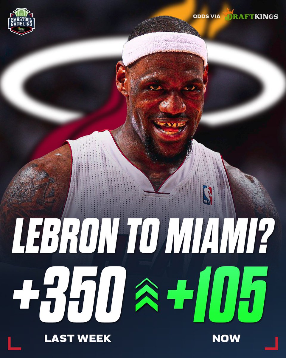 Barstool Gambling: LeBron to Miami talks are heating up
Is the King returning to South Beach?
Odds via @DraftKings #DKpartner https://t.c