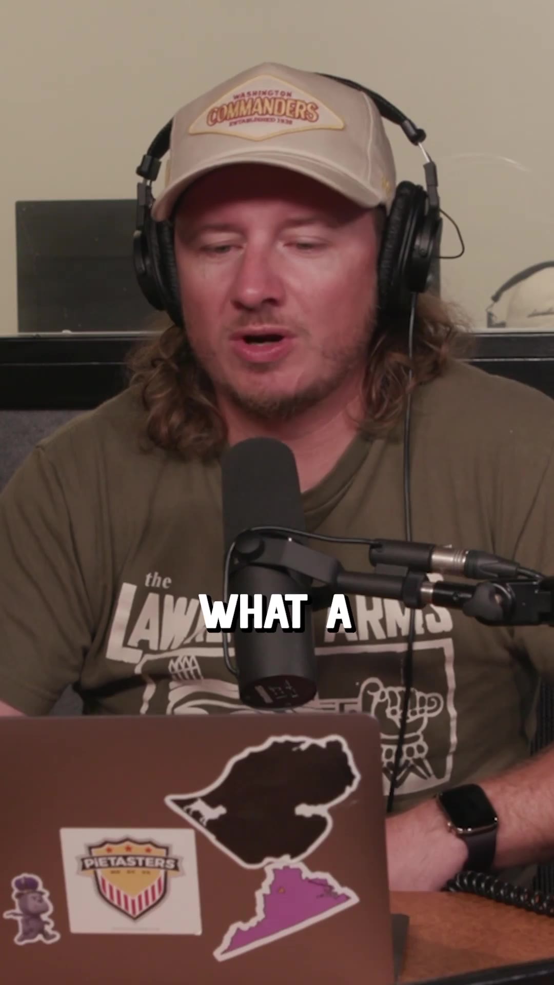 A split podcast-style clip showing two different men speaking into microphones in separate studio setups, with animated caption text reading 'GOT DOWN', 'AND DID', and 'FROM SOMEBODY' appearing on screen as they talk.