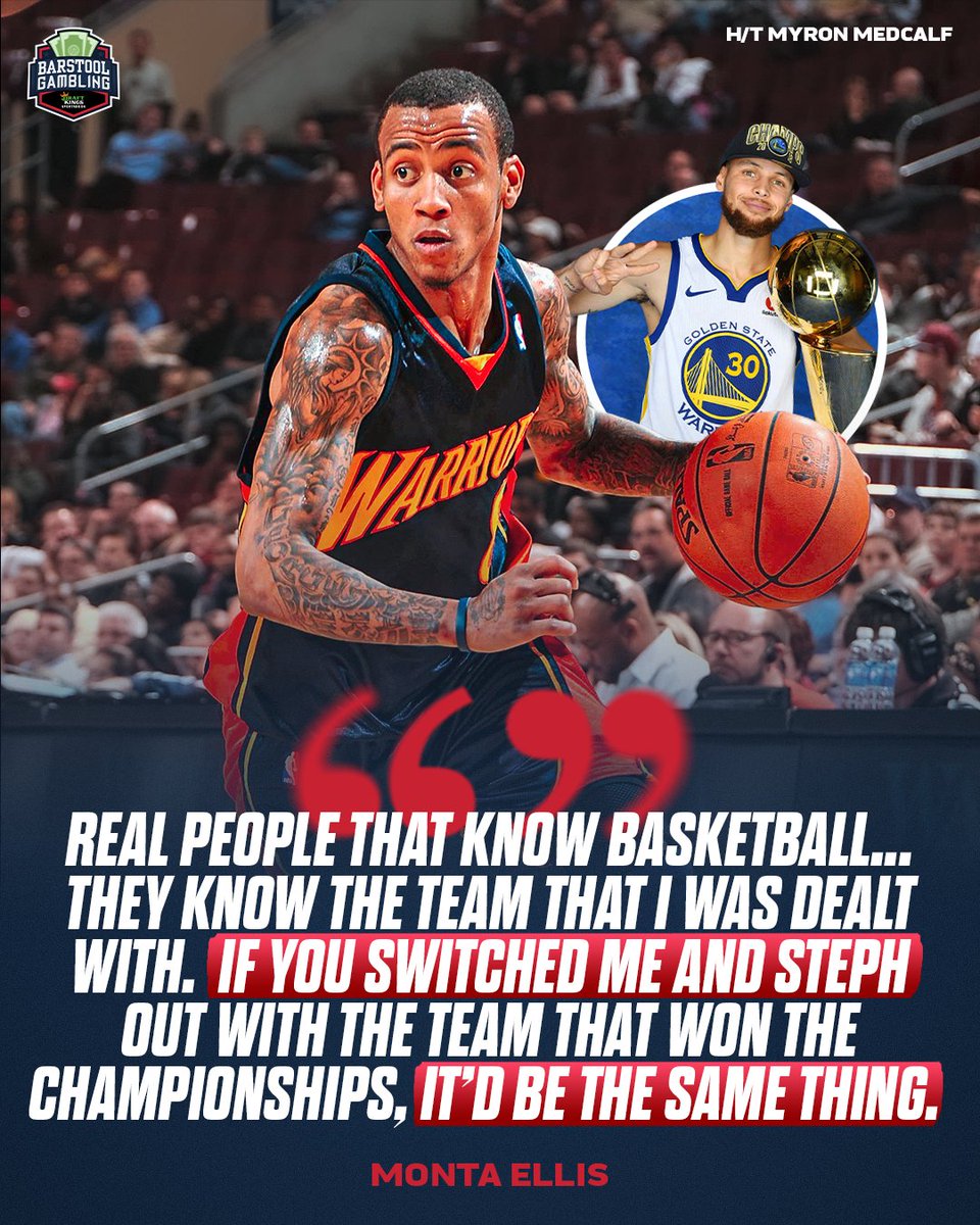Barstool Gambling: Would the Warriors have won the same number of championships with Monta Ellis instead of Steph Curry? https://t.co/i8d69