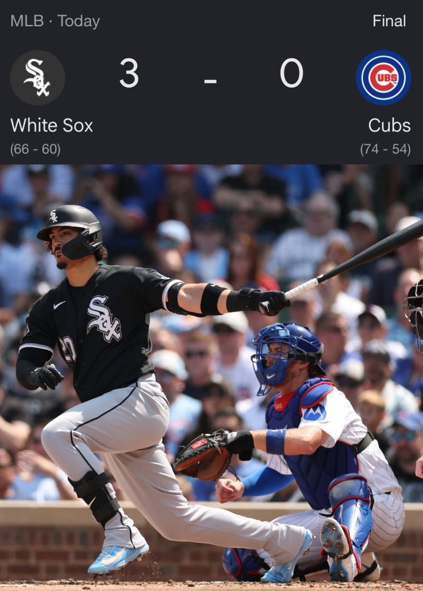 Barstool Chicago: Sox shutout the Cubs at home. 

After 6 games the Crosstown Classic is a 3-3 tie. https://t.co/jWbC7sMjVk