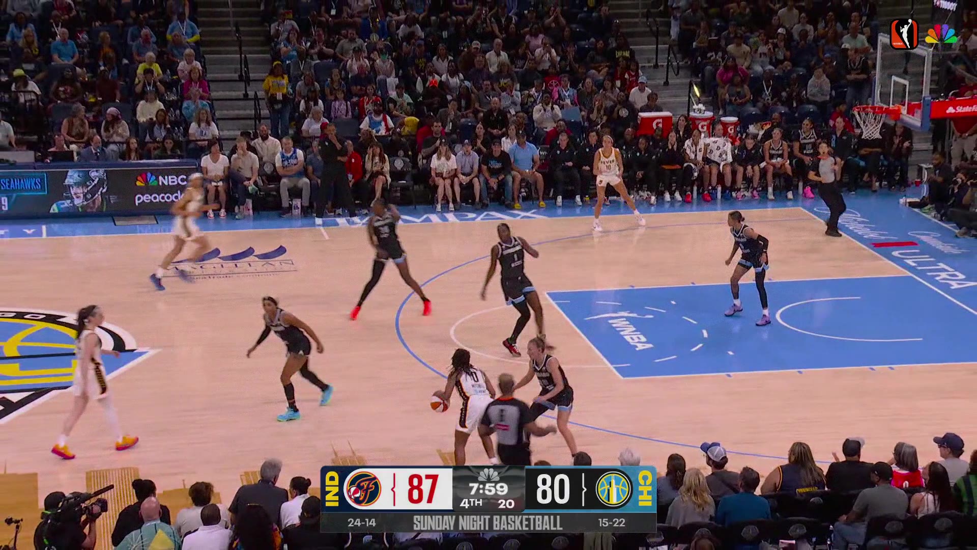 NBA: Kelsey Mitchell has caught FIRE 🔥

She has 21 PTS &amp; 6 3PM in the 2H!

📺 IND-CHI | NBC/Peacock