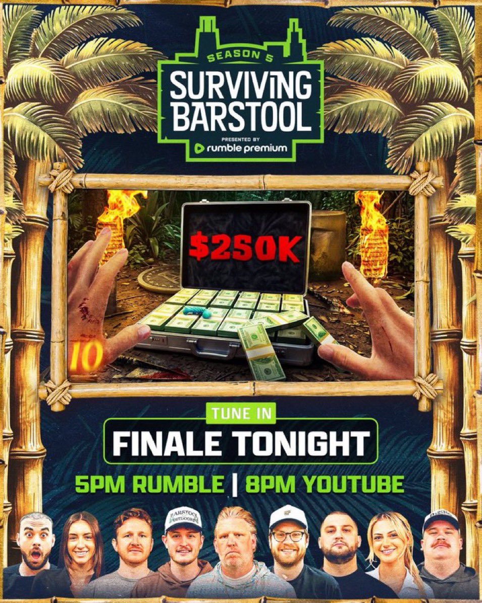 Unbiased Ev: Surviving Barstool Finale tonight. Stamping a MUST WATCH on this. $250k on the line. Down to the Final 4.

Live on rumbl
