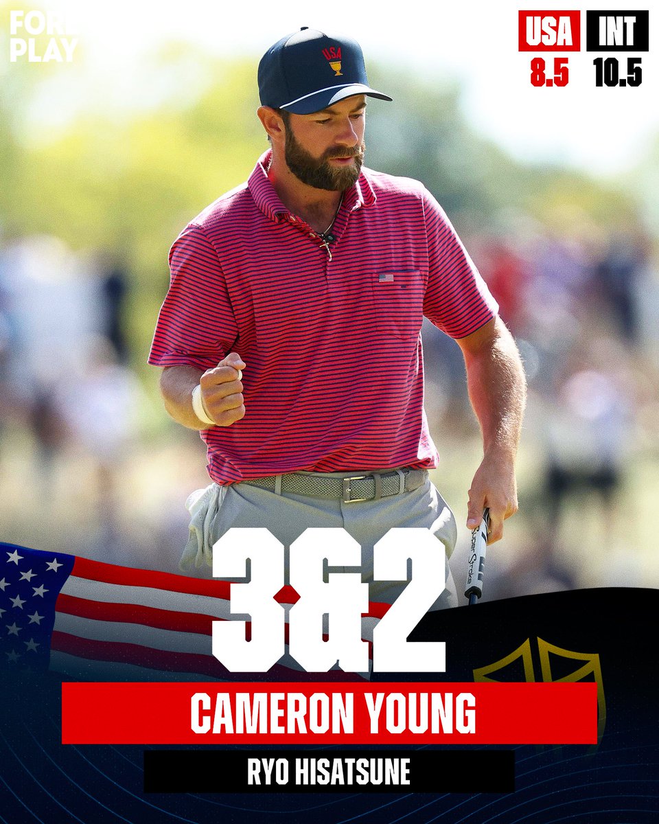 Fore Play: CAMERON YOUNG AMERICAN HERO 🇺🇸
FIRST MATCH, FIRST POINT FOR THE U.S.
LIGHTS OUT ALL WEEK.