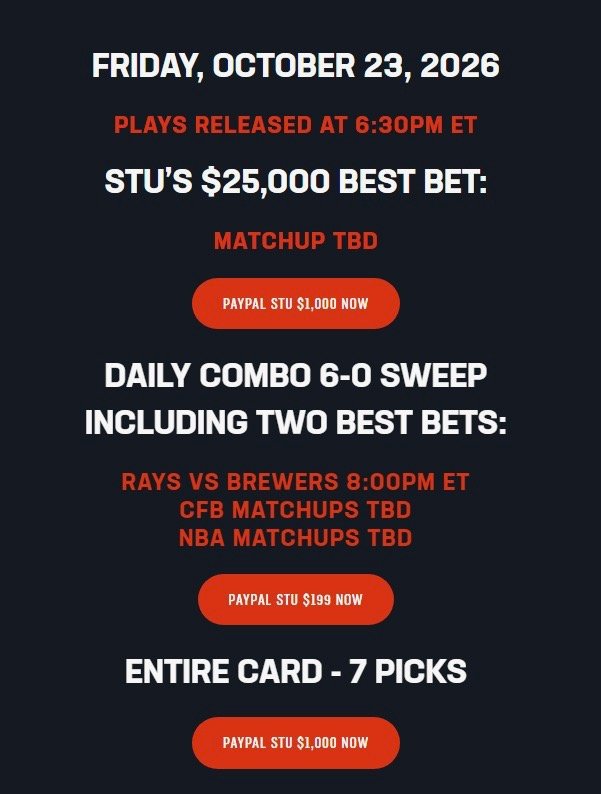 Stuart Feiner: Beyond a great morning to you. Perfection last night 7-0. 100,000 all in maximum best bet Chicago bears, 10,000 best bet