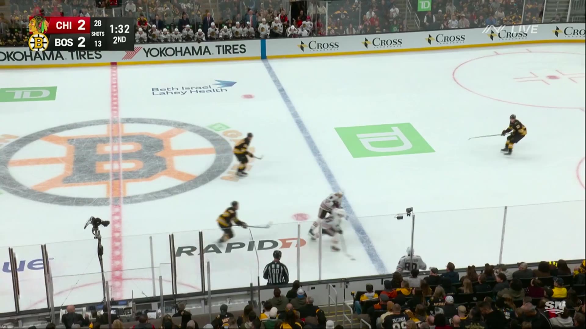 Nikita Zadorov sucker punches Alex Vlasic in Bruins brawl